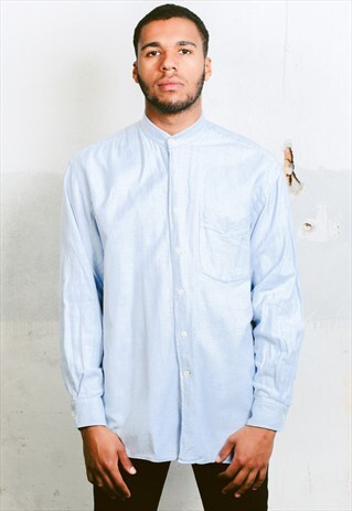 VINTAGE COLLARLESS FLANNEL SHIRT