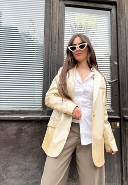 Kzell PU blazer glossy effect in Champagne