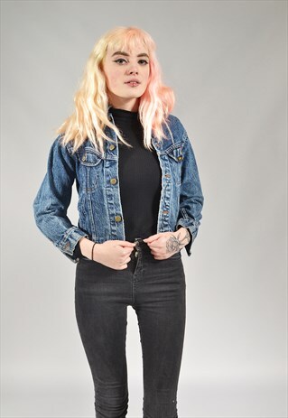 VINTAGE LEE DARK BLUE ACID WASH DENIM JACKET