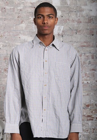 VINTAGE BURBERRY CHECKED SHIRT WHITE AND BLUE