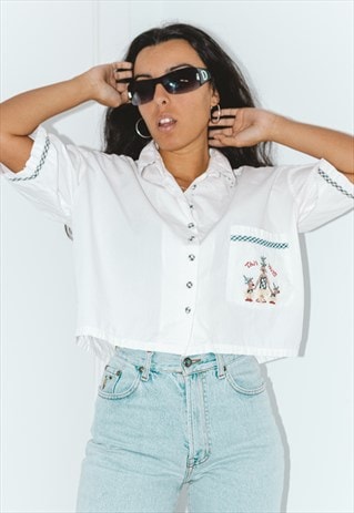 VINTAGE 80S GRAPHIC SHORT SLEEVES EMBROIDERED SHIRT