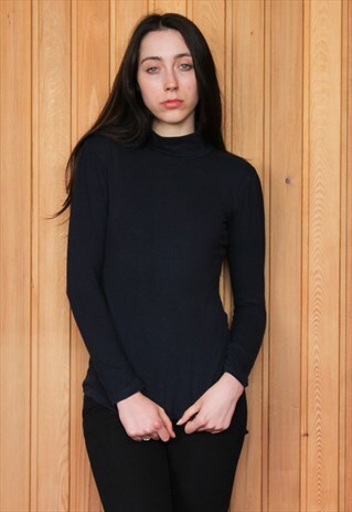 VINTAGE NAVY BLUE TURTLE NECK JUMPER