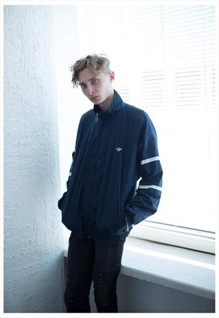 VINTAGE 90'S NAVY HIGH COLLAR SPORT JACKET