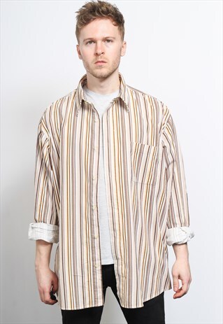 VINTAGE CORDUROY CORD STRIPED SHIRT