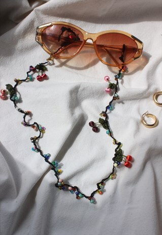 VINTAGE 90S Y2K CHERRY FRUIT SALAD SUNGLASSES CHAIN