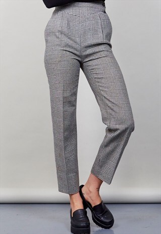 VINTAGE 80'S SUPER HIGH WAISTED HOUNDSTOOTH TROUSERS
