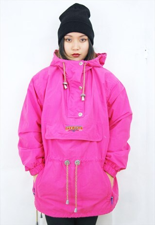 LINED 1/4 ZIP WINDBREAKER/RAINCOAT (1990'S/PINK)