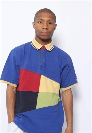 VINTAGE TOMMY HILFIGER SAILING GEAR LOGO POLO SHIRT BLUE