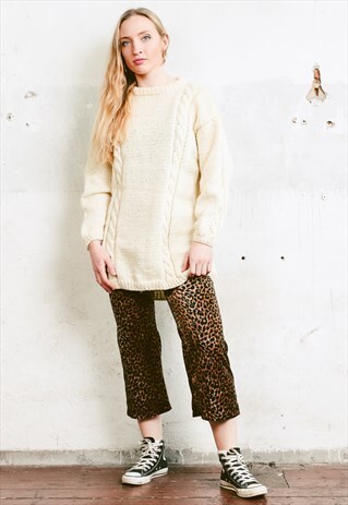 VINTAGE 80S WHITE WOOL SWEATER