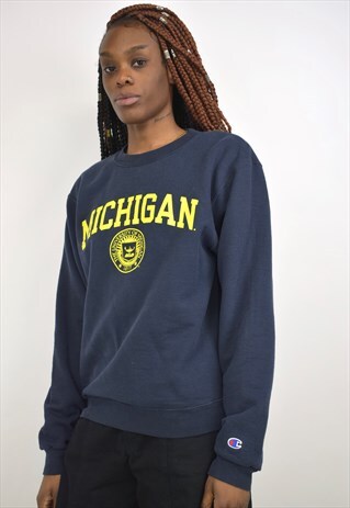 VINTAGE 90S CHAMPION NAVY 'MICHIGAN' SWEATSHIRT