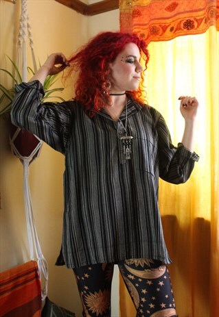 FAIRTRADE UNISEX BLACK STRIPED SHIRT