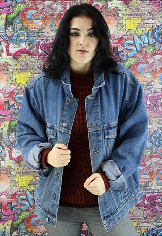 VINTAGE 80S MID BLUE WRANGLER DENIM JACKET. UNISEX.