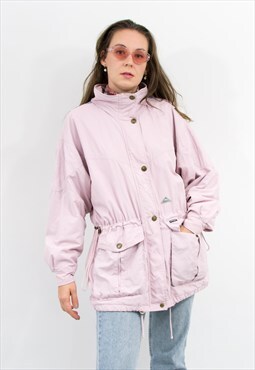 Vintage 90s parka jacket in pink hooded