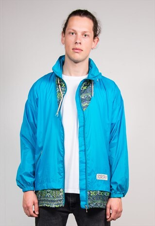 90'S VINTAGE BLUE CAGOULE RAIN JACKET
