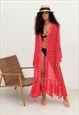 BEACH CHIFFON LONG COVER UP WITH FRILLS 