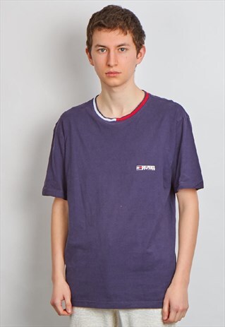VINTAGE 90'S TOMMY HILFIGER LOGO NAVY BLUE T-SHIRT
