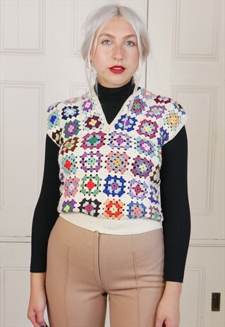 70S WOOL KNIT TOP VEST