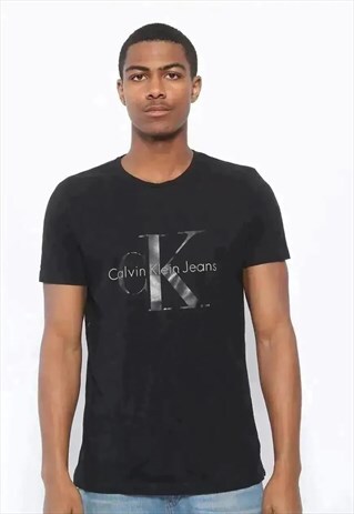 VINTAGE CALVIN KLEIN JEANS BIG LOGO T-SHIRT BLACK