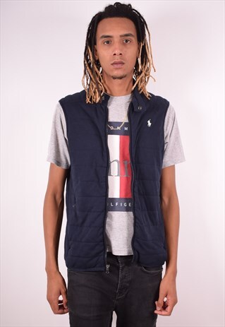 POLO RALPH LAUREN MENS VINTAGE GILET MEDIUM NAVY BLUE 90S