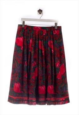 Vintage  secondhand  Maxi Skirt Flower Look Red/Blue/Green