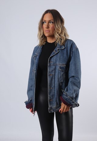 DENIM JACKET OVERSIZED FITTED WINTER LINED UK 16 (EA4W)