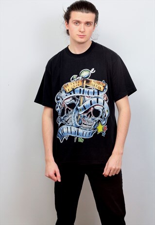1990'S VINTAGE 1999 TATTOO CONVENTION T-SHIRT IN BLACK