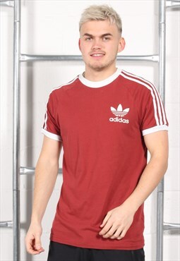 Vintage Adidas Originals T-Shirt in Red Sports Tee Medium