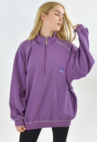 VINTAGE 90S PURPLE ADIDAS ZIP UP TRACKSUIT TOP SWEATSHIRT