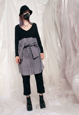 VINTAGE SHIRT DRESS REWORKED DECONSTRUCTED ONE-OFF DRESS