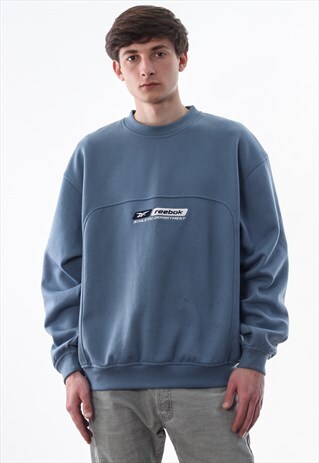 VINTAGE REEBOK CREW NECK 90S BLUE BIG LOGO
