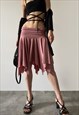 Vintage Y2K 00s asymmetric ruffle skirt in dusty pink