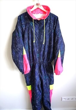 Vintage Onepiece Skiing Ski Suit Overall Jumpsuit Jacket