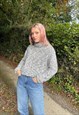 Vintage Chunky Knitted High Neck Cosy Grandad Jumper