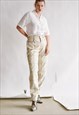 VINTAGE 80S MOM STYLE BEIGE CHECK TROUSERS