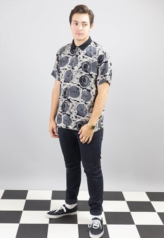 90'S VINTAGE ABSTRACT PATTERN SHIRT