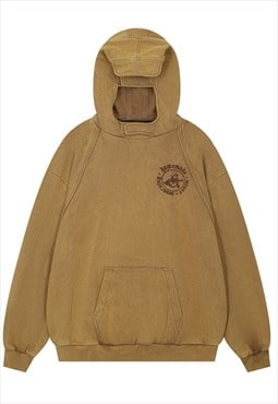Spaceman hoodie gorpcore pullover raver top vintage brown