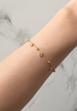 Esme: Dainty Gold Charm Drop Diamante Bracelet