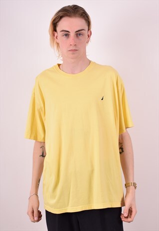 NAUTICA MENS VINTAGE T-SHIRT TOP XL YELLOW 90S