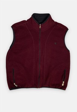 Vintage Champion embroidered burgundy fleece gilet jacket L