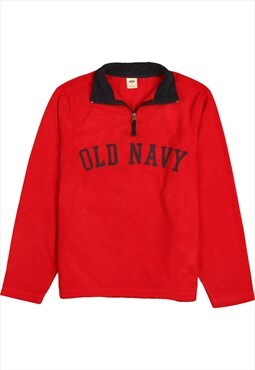 Vintage 90's Old Navy Jumper / Sweater Fleece Quater Zip Red