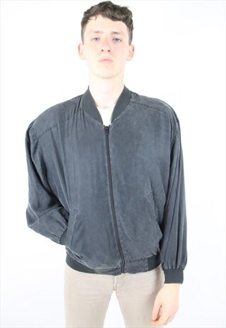 VINTAGE GREY 90'S SILK BOMBER JACKET