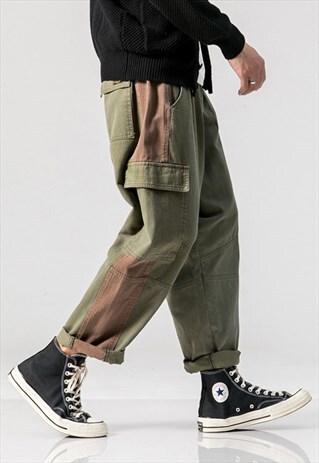 PATCHED MULTI-POCKECT WORKWEAR TROUSERS