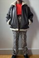 VINTAGE 90S LEATHER SHERPA LINED JACKET (M) 