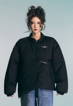 Asymmetric bomber jacket Japanese style puffer catwalk coat