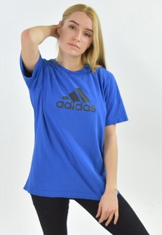 VINTAGE 90S BLUE ADIDAS CREW NECK T SHIRT