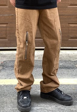 Khaki Cargo Denim Jeans pants trousers 