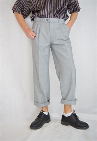 VINTAGE GREY CLASSIC STRAIGHT TROUSERS