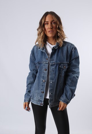 LEVIS DENIM JACKET BLACK TAB OVERSIZED FITTED UK 18 (B6AJ)