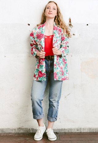 VINTAGE 80S FLORAL BLAZER JACKET