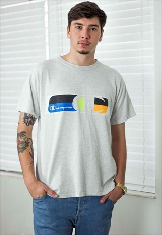 VINTAGE CHAMPION T-SHIRT LOGO 90S L 7.3